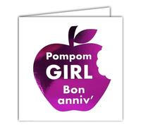 AFIE 22226 - Tarjeta cuadrada de felicitación para animadora (15 x 15 cm), diseño de manzana masticable, color rosa fucsia brillante, color rosa