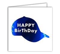 AFIE 22231 Tarjeta cuadrada Happy Birthday Gorra azul brillante a la moda, con sobre blanco, 15 x 15 cm, creación de edición de impresión fabricación francesa, colección Sueño de palabras