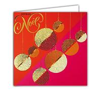 Afie 23034 - Tarjeta cuadrada con diseño de bolas de oro brillante para fiestas de fin de año, con sobre blanco
