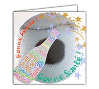 Afie 23053 - Tarjeta cuadrada de plata brillante para el año de buena salud, mejor vida, paz, amor amistad, éxito, prosperidad y prosperidad para el Día de San Valentín, con sobre blanco