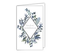 AFIE 24-1021-A - Tarjeta de condolencias (16 x 9,5 cm, con sobres blancos, fallecidos, corona de hierba, hierba, fabricado en Francia