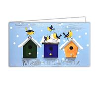 Afie 61-5704 - Tarjeta panorámica de mejores gustos, color plateado brillante brillante y brillante, para casas, pájaros, niestres, fiestas de fin de año, horizontal, con sobre blanco