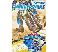 Afie 65-1252 - Tarjeta de felicitación de cumpleaños, color azul brillante para moto Cross Sport (velocidad de años)