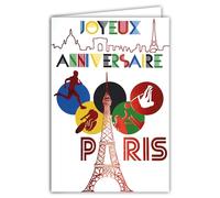 AFIE 65-1421 - Tarjeta de felicitación para cumpleaños, diseño de Torre Eiffel de París en rojo brillante con sobres de 12 x 17,5 cm, para correr, relé de salto con pértiga, bicicleta, voleibol,