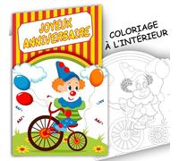 AFIE 67-1029-2 Tarjeta FELIZ ANIVERSARIO payaso en su bicicleta con un color infantil en el interior y un sobre blanco - arco iris fiesta circo globos de baudruche 1 2 3 4 5 6 7 8 9 10 años