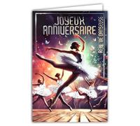 AFIE 67-1292 - Tarjeta de feliz cumpleaños plateada para niña y mujer, diseño de bailarina clásica bailarina, con sobres blancos, 12 x 17,5 cm, tutu leotardos blancos, fabricado en Francia