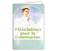 Afie 68-1020/2 - Tarjeta con sobres de felicitación para comunión, diseño de mariposas, color blanco y verde