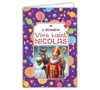 AFIE 68-1337 Tarjeta con sobres Vive Saint Nicolás con su burro gris 6 de diciembre Feliz fiesta de los escolares niños sabios como imágenes coleccionables para Niños Niñas Bombons - Hecho en Francia