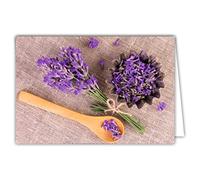 Afie 68-4007 Tarjeta interior blanca con sobres - Yute Campestre Lavanda Provenzal Morado Frescura Pureza Calma Dulce Zen Para ti Feliz Cumpleaños Feliz Fiesta Mamá Abuela Gracias Felicitaciones