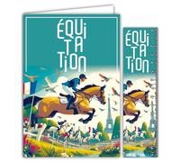 AFIE 69-1005 - Tarjeta de equitación con sobres de 12 x 17,5 cm, para campeón de deportes ecuestres, salto de obstáculos, entrenamiento cross-country Carreras de caballos - Colección Passion Sports -
