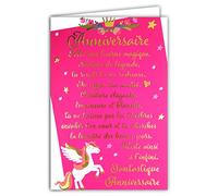 AFIE 69-3019 - Tarjeta de cumpleaños con texto grande en oro con palabras plateadas que brillan; viene con un sobre de color a juego; tarjeta cerrada, tamaño 11,5 x 17 cm; fabricado en Francia