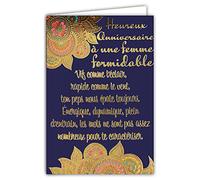 Afie 69-3033 - Tarjeta de felicitación para mujer con texto en oro dorado brillante. Se entrega con sobre de color a juego. Formato cerrado de 11,5 x 17 cm. Fabricado en Francia
