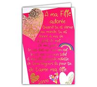 Afie 69-3039 Tarjeta para mi hija con un gran texto palabras en oro dorado que brilla; Viene con sobre de color a juego, formato de tarjeta cerrada de 11,5 x 17 cm. Fabricado en Francia
