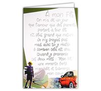 Afie 69-3040 - Tarjeta para mi hijo con texto en inglés "Mis Hils", con texto en dorado que brillante; viene con sobre de color a juego; Formato de tarjeta cerrada 11,5 x 17 cm; fabricada en Francia