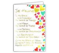Afie 69-3044 Sentiments Je T'Aime - Tarjeta con texto grande (chapado en oro, con sobre de color a juego, tarjeta cerrada, 11,5 x 17 cm, fabricada en Francia)