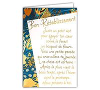 Afie 69-3059 Tarjeta de recuperación con texto grande palabras que brillan; se entrega con sobre; formato tarjeta cerrada 11,5 x 17 cm; fabricada en Francia; Ramo; Flores; pensamiento; positivo; azul;