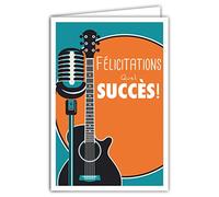 AFIE 69-4345 Sobre, Mini pósters, 17 x 11,5 cm, con éxito permiso, examen, concurso competitivo, música y guitarra, discurso, micro retro, vintage, naranja/azul