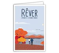 Afie 69-4353 Tarjeta de soñar el futuro y hacerlo posible con sobres - Póster Mini formato de 17 x 11,5 cm Estilo Retro Vintage Ilustración Gráfica - Pareja Árboles Otoño Migración Pájaros
