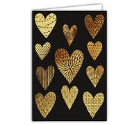 afie 69 - 7032 tarjeta sin texto corazón amor con Dorure formato 12 x 17,5 cm + con sobre blanco