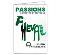 AFIE 69-9005 - Tarjeta de felicitación con sobres de 12 x 17,5 cm, diseño de caballo de cobre, en forma de silueta, pasión deportiva ecuestre hippico, hierro amuleto para jinete/jinete o apostador de