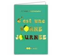 AFIE 69-9031 - Tarjeta de felicitación con texto Feliz cumpleaños, con contenido de limón, con letras de oro dorado brillante, 12 x 17,5 cm, cítricos, buena salud, interior blanco, creación de