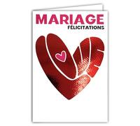 AFIE 69-9045 - Tarjeta de felicitación para tu boda, palabra Love en forma de corazón, color rojo brillante y sobre 12 x 17,5 cm, interior blanco, creación de impresión francesa