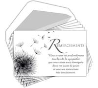 AFIE C5250X10 - Lote de 50 tarjetas de agradecimiento y condolencias idénticas + 50 sobres blancos, formato 9 x 14 cm, diseño de duelo funeral, papel mate de calidad, fabricado en Francia