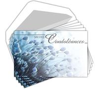 AFIE C5257X10 - Lote de 50 tarjetas de agradecimiento y condolencias idénticas + 50 sobres blancos, formato 9 x 14 cm, diseño de duelo funeral, papel mate de calidad, fabricado en Francia