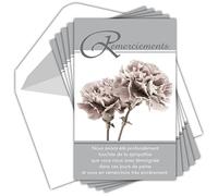 Afie - Funda de 5 tarjetas de agradecimiento, pésame con flores y ozos gris fallecimiento, fabricado en Francia