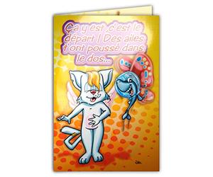 Afie MAXICHA-006 Maxi Gran Tarjeta Gigante Salida Buena Suerte para la suite Continuación Mover Retiro Humorístico Drole Gato Gatito Charlestown Ilustración