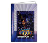 AFIE Tarjeta CATCH azul lucha profesional lucha contra cazadores para aficionados o practicantes de artes marciales para desear cumpleaños o día del padre papás - con sobres beige 12 x 17,5 cm 881189