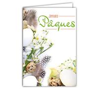 AFIE Tarjeta Feliz Pascua para mujer, hombre, fiesta, primavera, flores, copos de nieve, huevos de codorniz, plumas de pintade foto con sobres formato 12 x 17,5 cm, 62-1022
