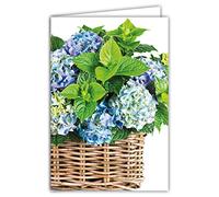 Afie Tarjeta sin texto para escribir en cualquier ocasión de cumpleaños, agradecimientos pensados afectuosos para ti Cesta de flores azules hortensias - Sobre incluido - Fabricado en Francia