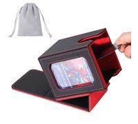 AFIING MTG - Caja de mazo para exhibición de comandante, caja de cartas para 100 tarjetas de doble manga, caja de almacenamiento de tarjetas Magic Commander TCG con 2 divisores, bolsa con cordón y 1