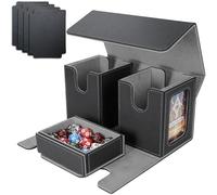 AFIING MTG Commander - Caja de almacenamiento de tarjetas - Se adapta a 200 tarjetas de doble manga, funda de cubierta 3 en 1, organizador de tarjetas magnético fuerte para Magic Commander TCG CCG, 4