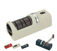 Afilador automático de cuchillos de cocina, mini máquina afiladora de cuchillos eléctrica con base de succión antideslizante, diseño inalámbrico para la mayoría de cuchillos y tijeras doméstico White