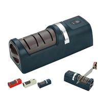 Afilador automático de cuchillos de cocina, mini máquina afiladora de cuchillos eléctrica con base de succión antideslizante, diseño inalámbrico para la mayoría de cuchillos y tijeras doméstico Green