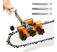 Afilador Cadena Motosierra con Manivela, Afilador de Cadenas Manual Portátil con 3 Piedras 4/5/6 mm, Guía de Ángulo, Kit de Afilado para Motosierra