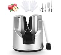 Afilador Cuchillos, Copa de Succión Multifuncional con Barra de Pulido Knife Sharpener, Adecuado para Herramientas de Borde Recto, Tijeras y Herramientas Dentadas (Plata)