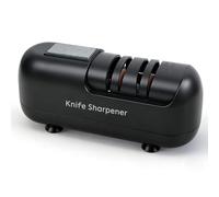 afilador cuchillos electrico, afilador de cuchillos profesional, afilador eléctrico, electric knife sharpener, adecuado para cuchillos de doble bisel y dentados, poco ruido, fácil usar - Black