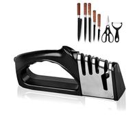 Afilador Cuchillos Manual de Calidad, Afilador de Cuchillos Profesional, Knife Sharpener de 4 Etapas con Base Antideslizante, Tijeras para Cocina Y de Fruta