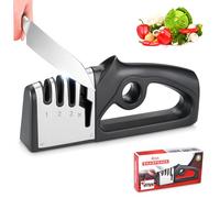 Afilador Cuchillos Profesional 4 en 1 | Afilador de Cuchillos Profesional con Piedra Afilar Cuchillos | Afilar Cuchillos y Afilador Tijeras | Knife Sharpener Multiusos, 3 Etapas y Afilador Tijeras