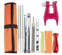 Afilador de Cadena de Sierra, Juego de Afilador de Cadenas de Motosierra, Kit Afilador Cadena de Motosierra incluye Tocón de Motosierra, lima redonda, Limas Plana, Mango de Madera