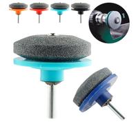 Afilador de cuchillas para cortacésped, afilador de herramientas de jardín resistente, afilador multiusos preciso, ajuste universal para la mayoría de taladros eléctricos, piedra de afilar duradera y