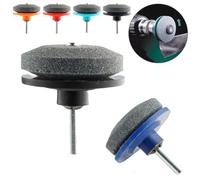 Afilador de cuchillas para cortacésped, afilador de herramientas de jardín resistente, afilador multiusos preciso, ajuste universal para la mayoría de taladros eléctricos, piedra de afilar duradera y
