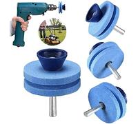 Afilador de cuchillas para cortacésped, de uso universal, para cualquier taladro eléctrico y taladro manual, herramienta de molienda de corindón giratorio multiafilado, piedras de doble capa (azul)