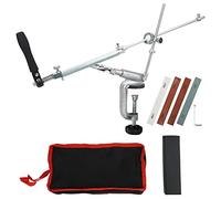 Afilador de cuchillos de ángulo fijo, profesional de afilado de cuchillos, soporte reversible con 4 piedras de afilar de grano 120/320/600/1500, fácil de montar para herramientas