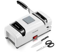 Afilador de Cuchillos Eléctrico 5 in 1, Profesional 15 grados, 2 Magnetischen Chipsammlern, 100% Diamant-Schleifmitteln für Doppelter Küchenmessern aus Stahl, Schere, Schlitzschraubendreher