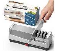 Afilador de cuchillos eléctrico con abrasivos 100% de diamante; afilador profesional de 2 etapas y 20 grados para cuchillos de cocina; afilado con un solo clic para desbaste y reparación