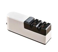 Afilador de cuchillos eléctrico con mecanismo de piedra, recargable por USB, compacto y portátil, para cuchillos de cocina, tijeras, frutas y huesos, color blanco, 6,5 x 8,5 x 21 cm